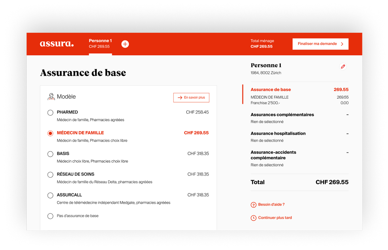 Premium calculator with the new Assura branding
