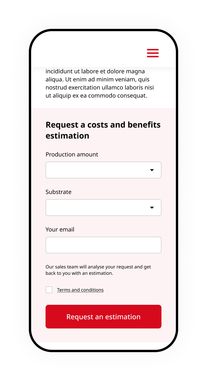 Benefits and costs calculator mobile screen