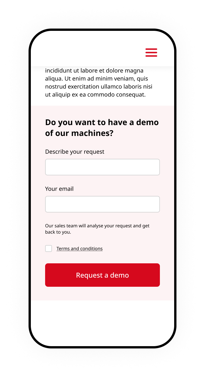 Request a demo mobile flow