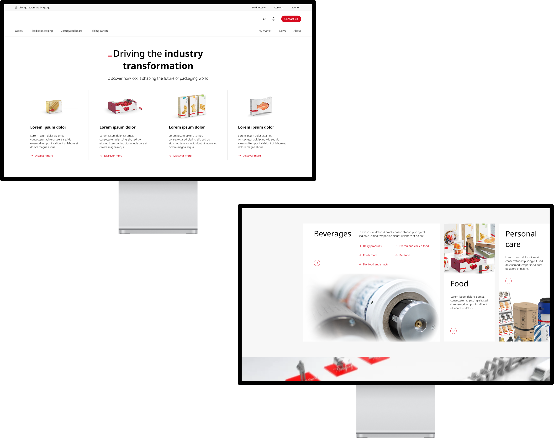 Final corporate website desktop screens